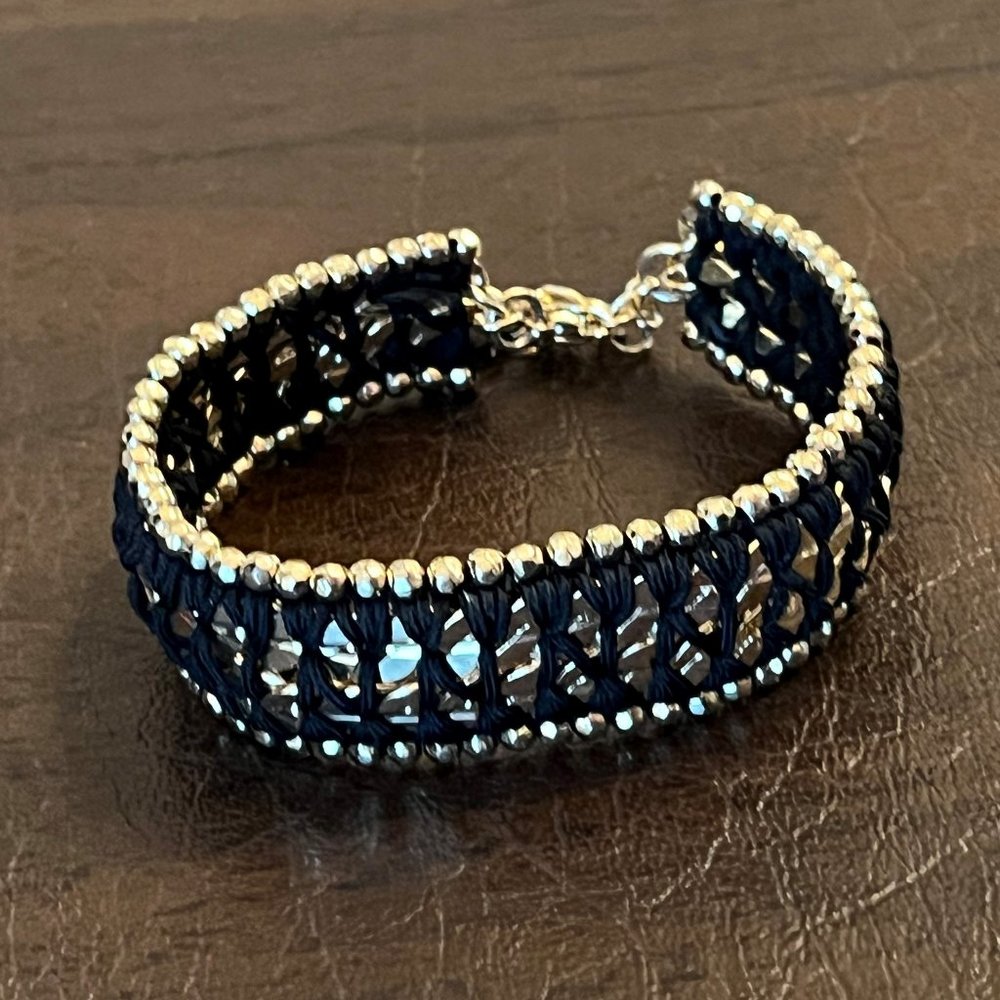 Stella & Dot Gold-Tone & Black Cording Bracelet